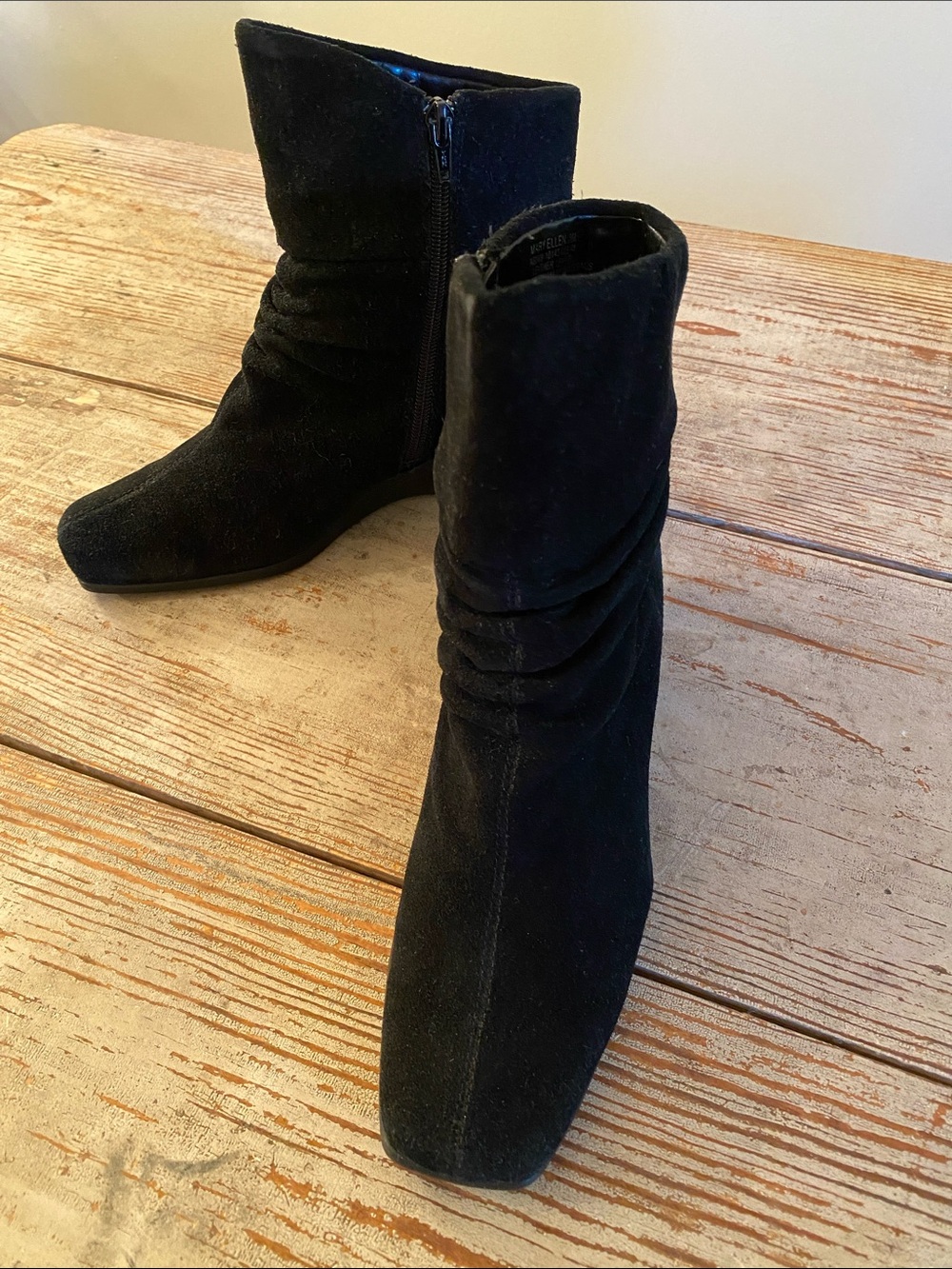 Classic Black Suede Ankle Booties with Side Zip